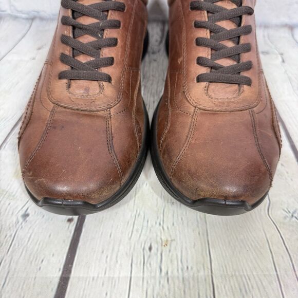 Ecco Irving Men Size 10-10.5 Brown Leather Trainers Lace Up Comfort Career Shoes main image 5